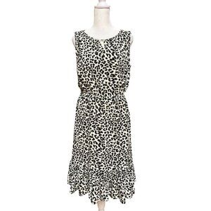 Talbots Petite 6P Leopard Print Cinch Waist Midi Dress